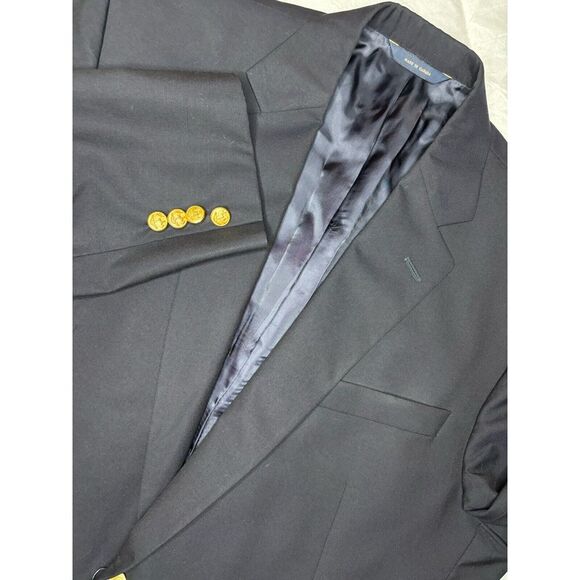 Brooks Brothers Other - Brooks Brothers Madison 1818 Loro Piana Black 100% Wool‎ Blazer Gold Buttons 43R